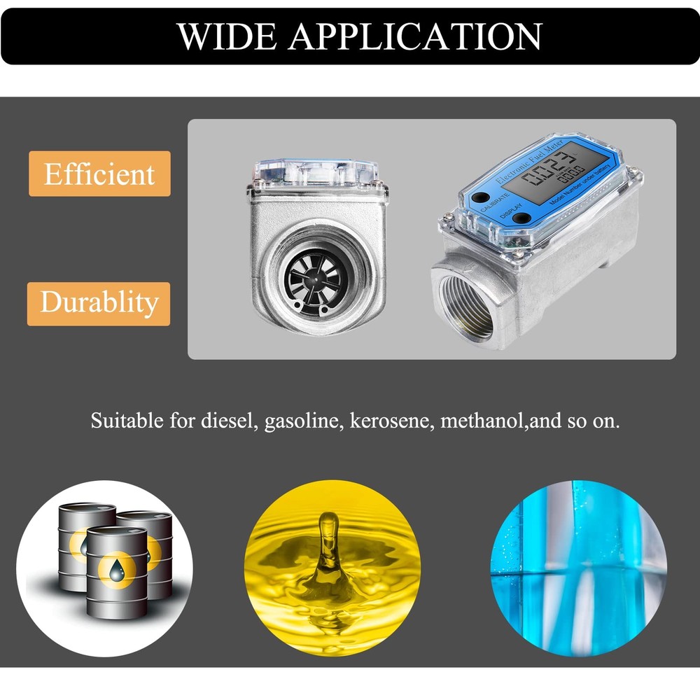 YFIXTOOL 2" Digital Turbine Flow Meter, LCD Display Flowmeter, 2inch