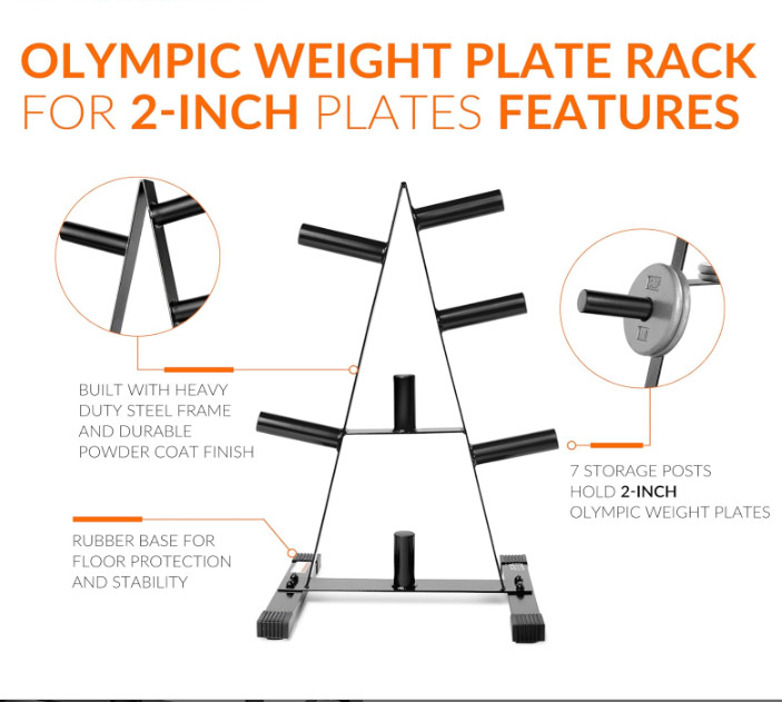 A-Frame Olympic Plate Rack, Heavy-Duty 2” Weight Tree, 7 Posts