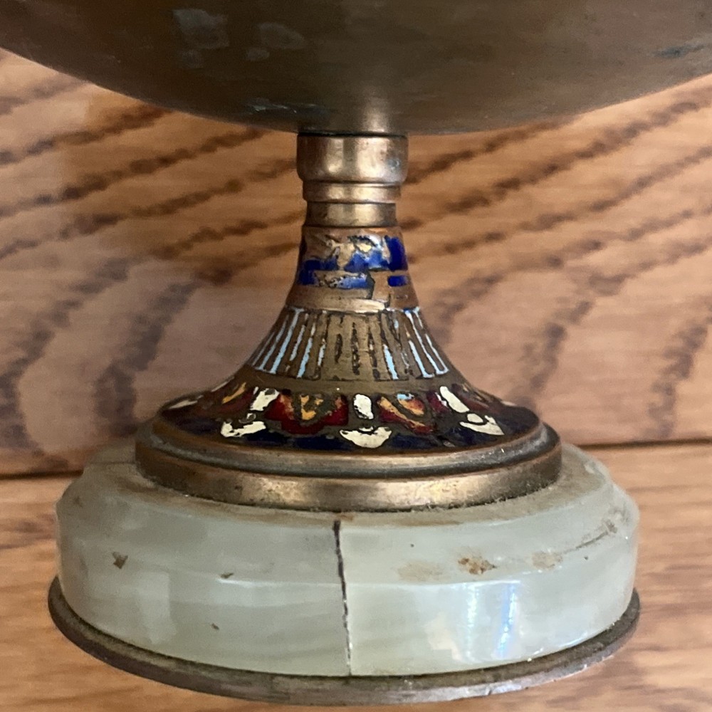 French Champleve Enamel Bronze Three Piece set
