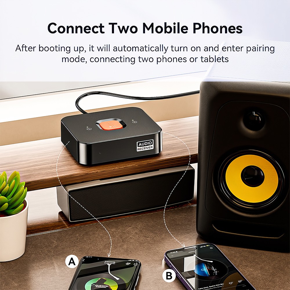 Bluetooth 6.0 Audio Receiver Adapter for Home Stereo Music Streaming w/ AUX RCA