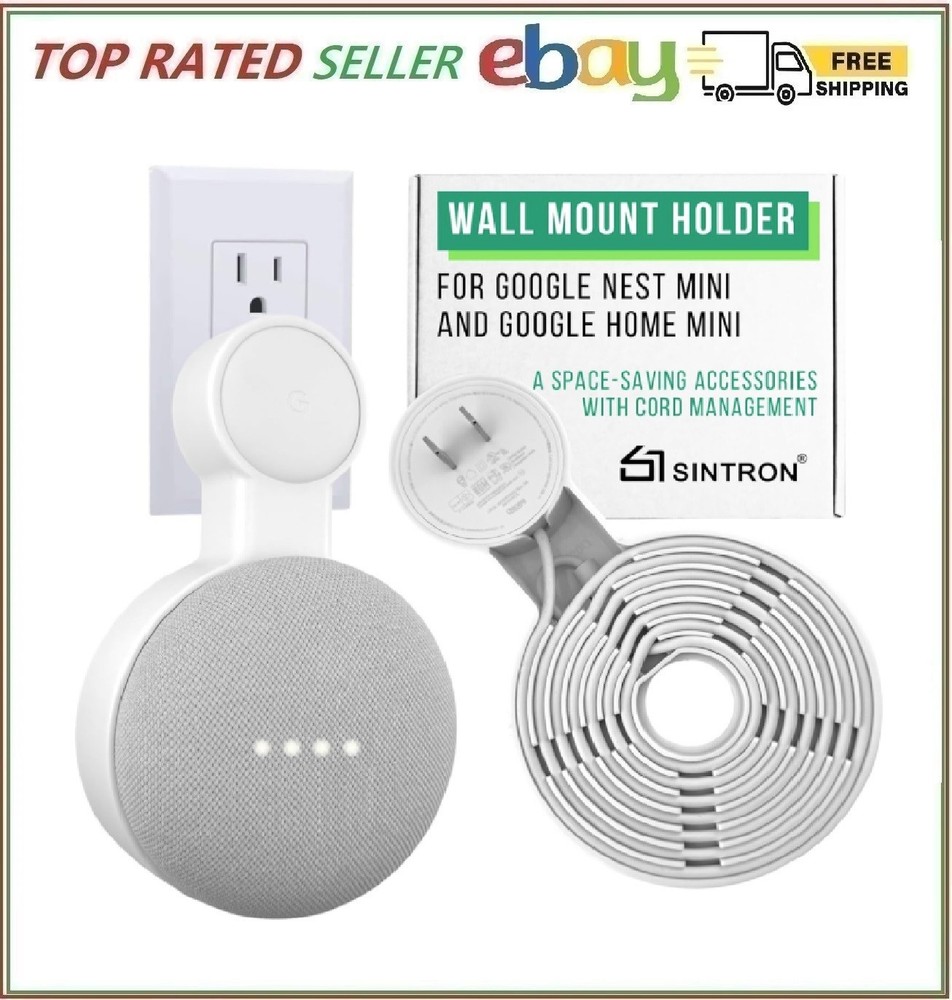 Outlet Wall Mount Holder for Google Nest Mini 2-Pack Space-Saving with Cord ...