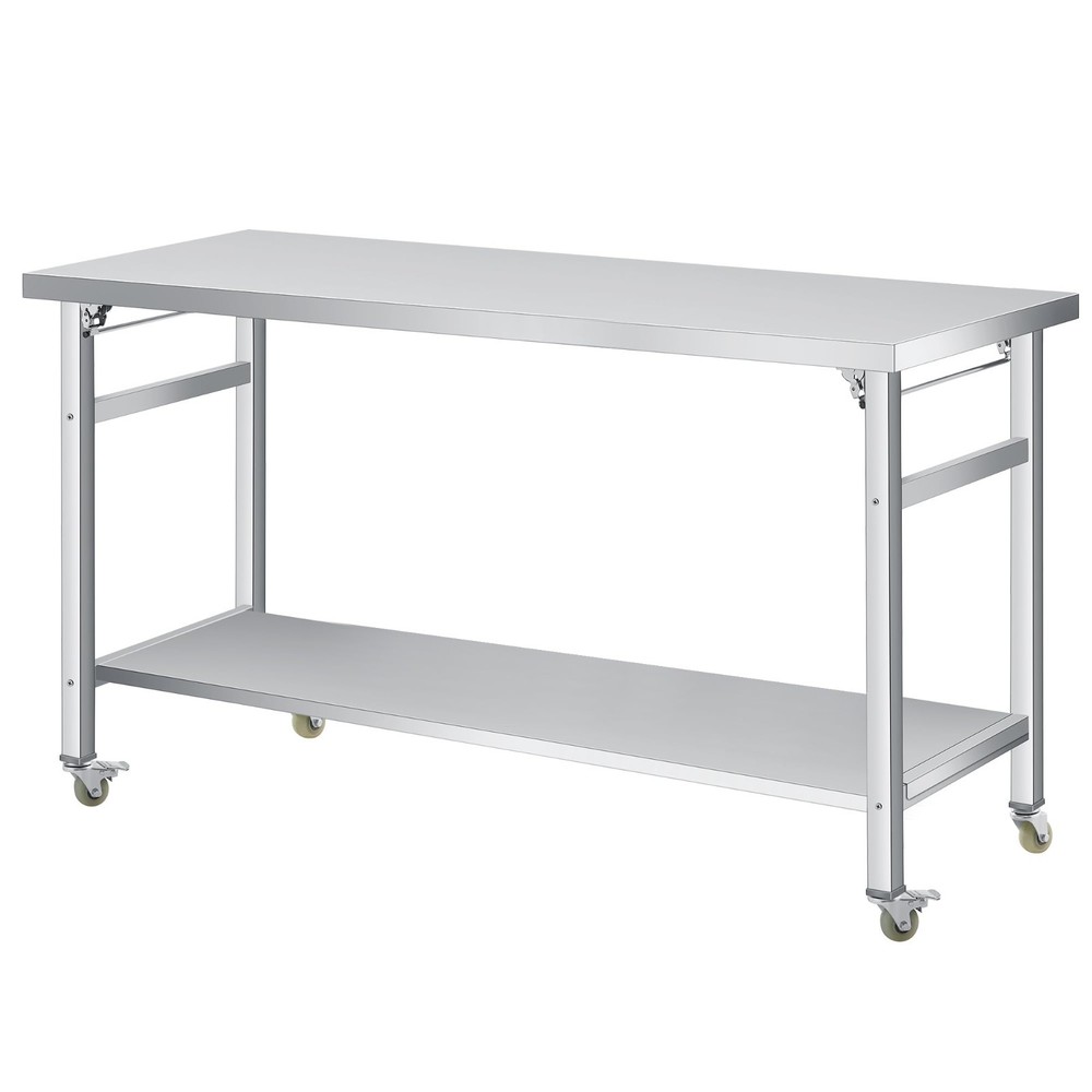 60" x 24" Stainless Steel Table 920 LBS Commercial Foldable Prep Table Worktable