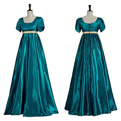 Satin Regency Dresses Victorian Dress 1700s vintage ball Medium Malachite Green
