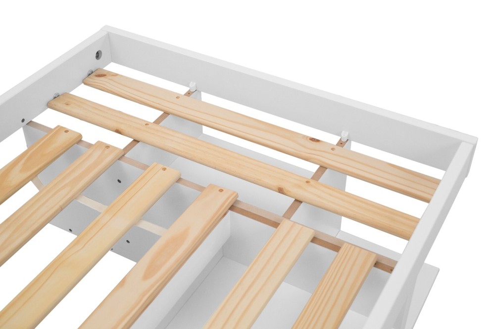 Memomad Bali Bed - Twin Size Storage Platform Bed Frame with Drawers (White)