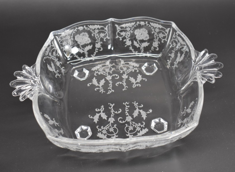 Fostoria Glass 6" Dish with Chintz Etched Pattern