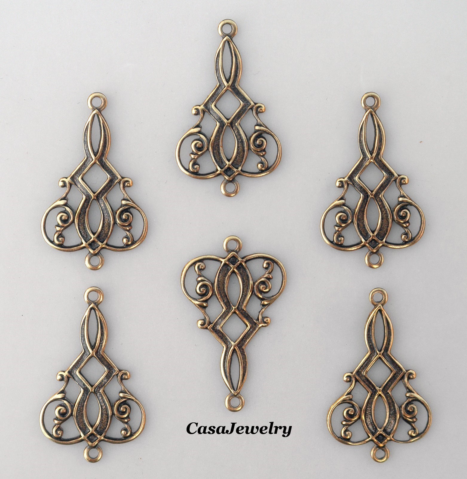 #1115 ANTIQUED GOLD CELTIC 2 RING CONNECTOR - 6 Pcs