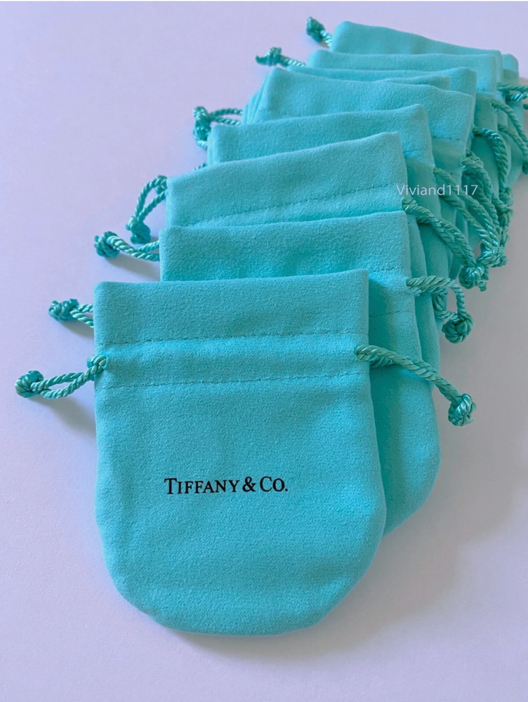 10pc Tiffany  Empty Packaging Small Blue Drawstring Closure Jewelry Pouches new