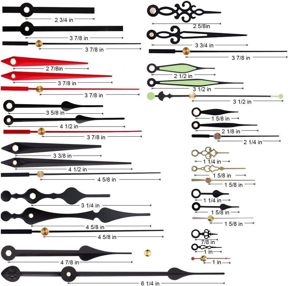 Clock Movement Replacement Kit with 12 Hands - Silent Mechanism DIY Set