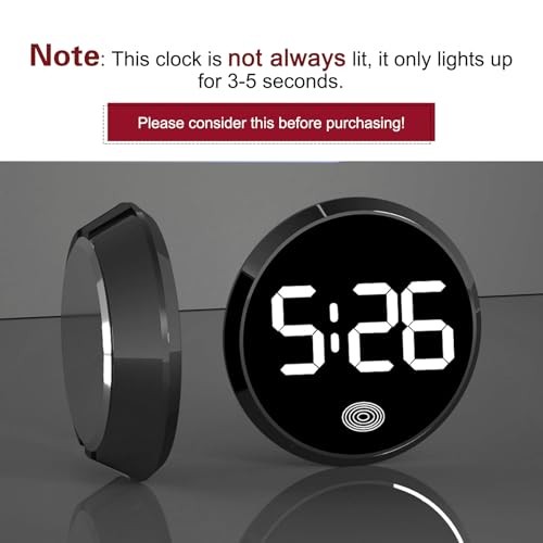 Car Digital Clock, Round Touch LED Display Screen Clock with Night 1 PC White