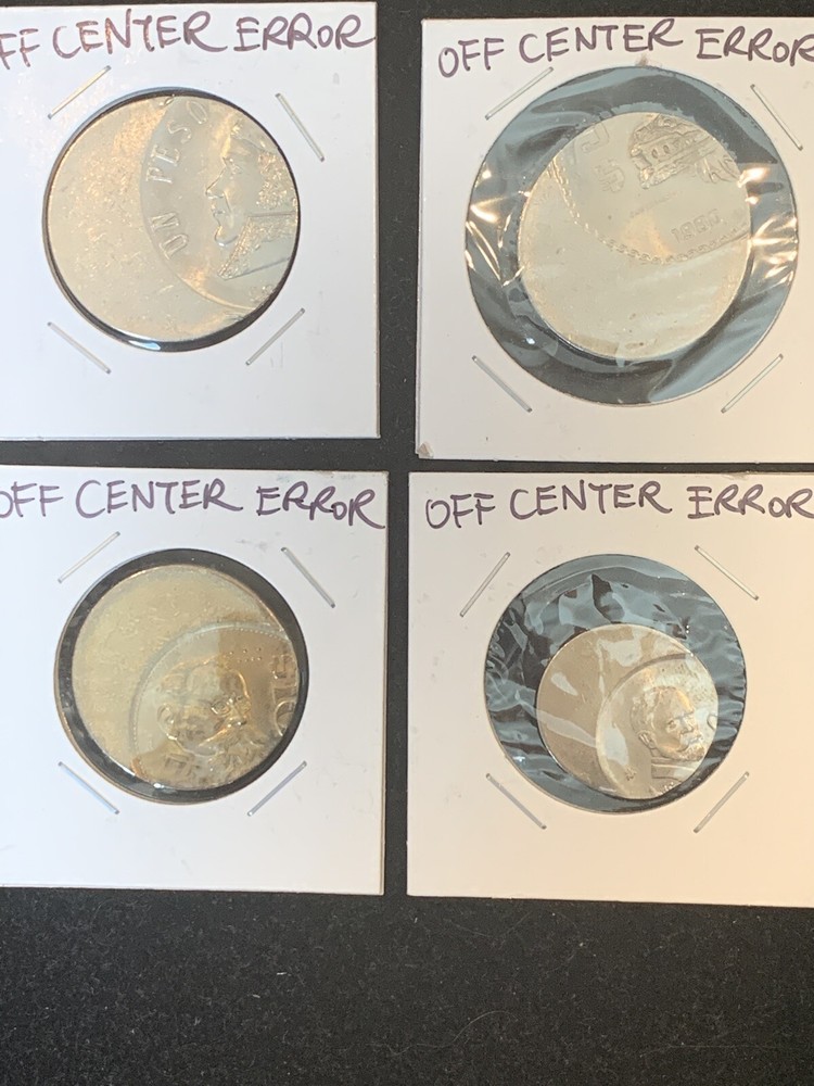 4 Pc Lot Mexico Half Off Center Error Coins MAJOR ERRORS