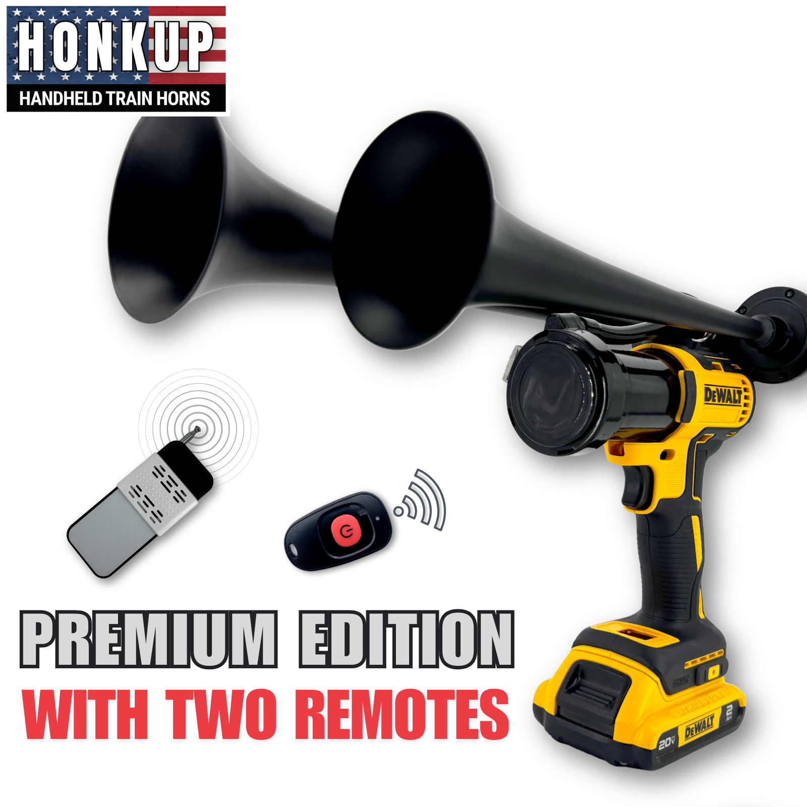 Premium DeWalt Impact Handheld Train Horn | Full Kit + Two Remote Controls