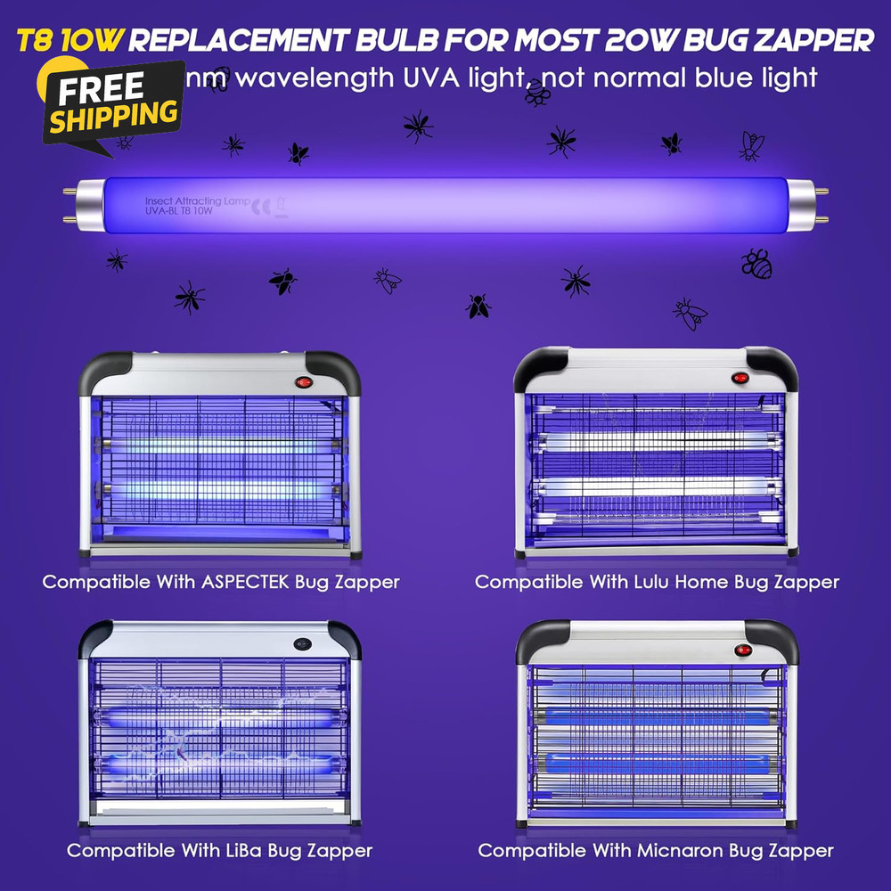 4 Pack Bug Zapper Replacement Light Bulbs 10W for 20W Indoor Bug Zapper, BL T8