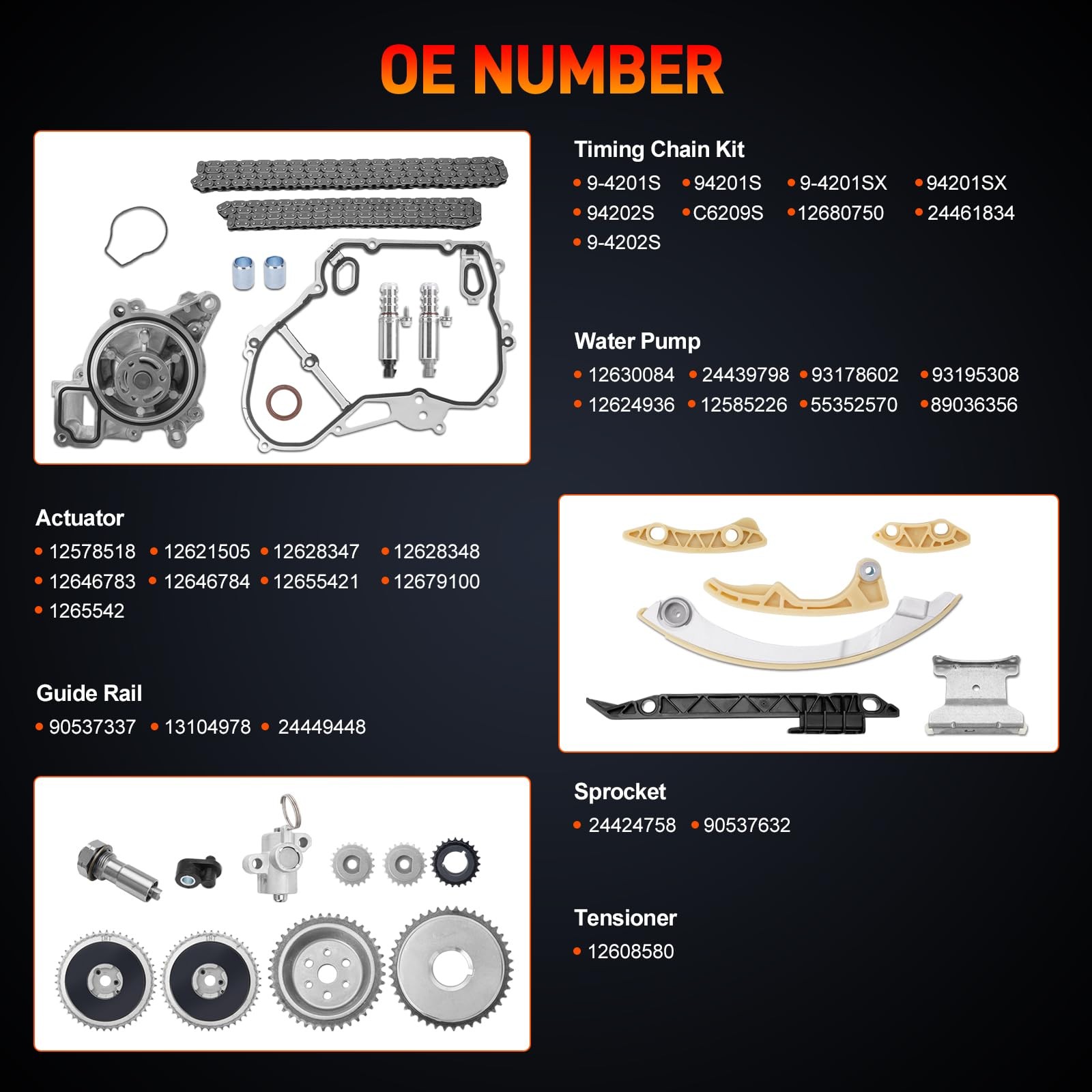 Timing Chain Kit with Water Pump For Chevy GMC Pontiac Buick Equinox 2.2L 2.4L