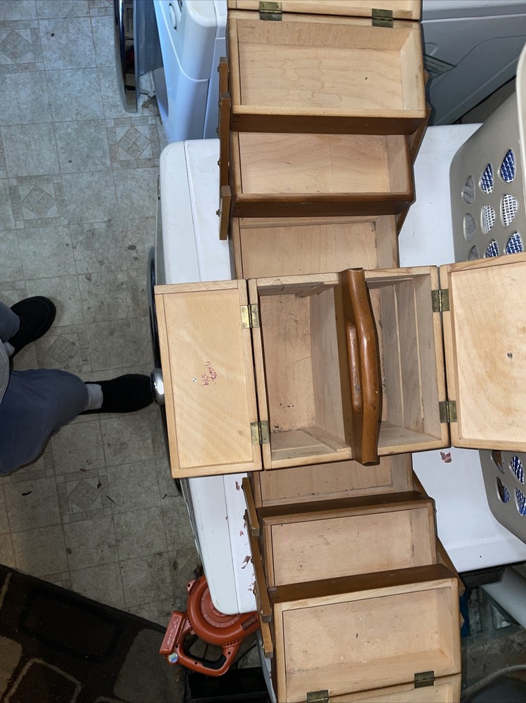 vintage sewing box wood