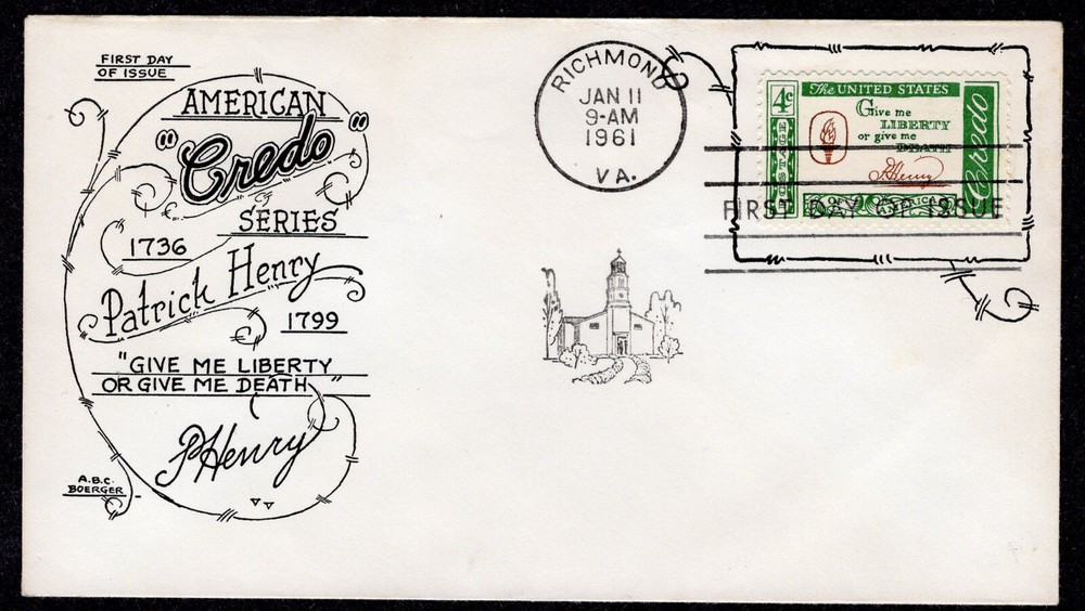 1961 Patrick Henry CREDO (Scott 1144)  - Boerger ABC FDC NQ407