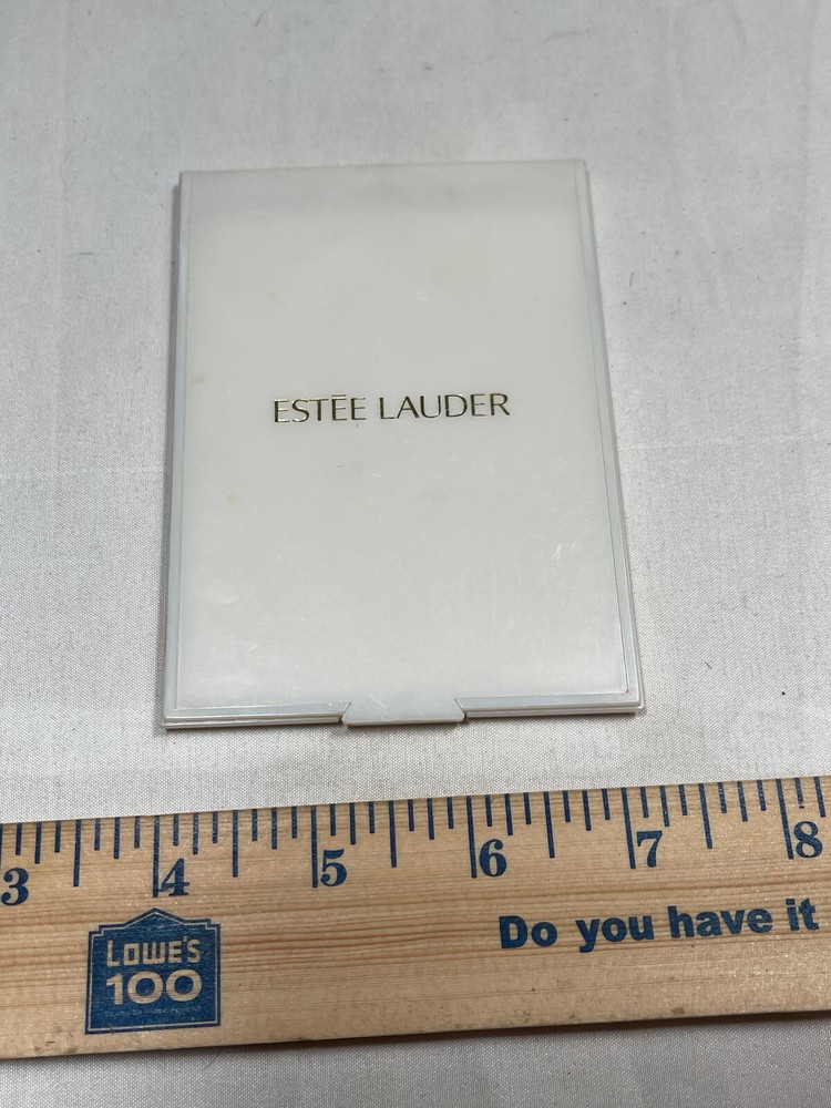 Este Lauder White Plastic Compact Mirror Cosmetics On The Go