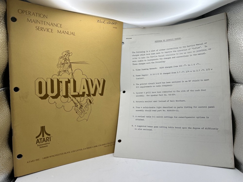 ATARI: Arcade game Manuals Collection from distributors library YOUR CHOICE