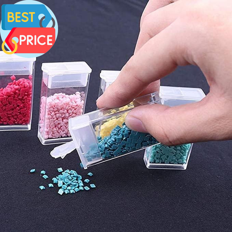 100Pcs Plastic Flip Top Seed Bead Small Storage Containers 2X1 Rectangle Transpa