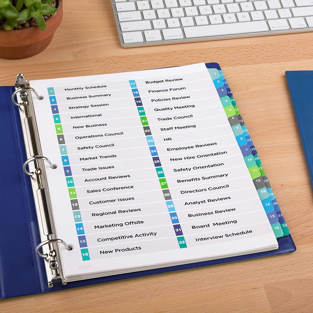 Avery Double Column 32 Tab Dividers, Customizable TOC, 1 Set (11322)
