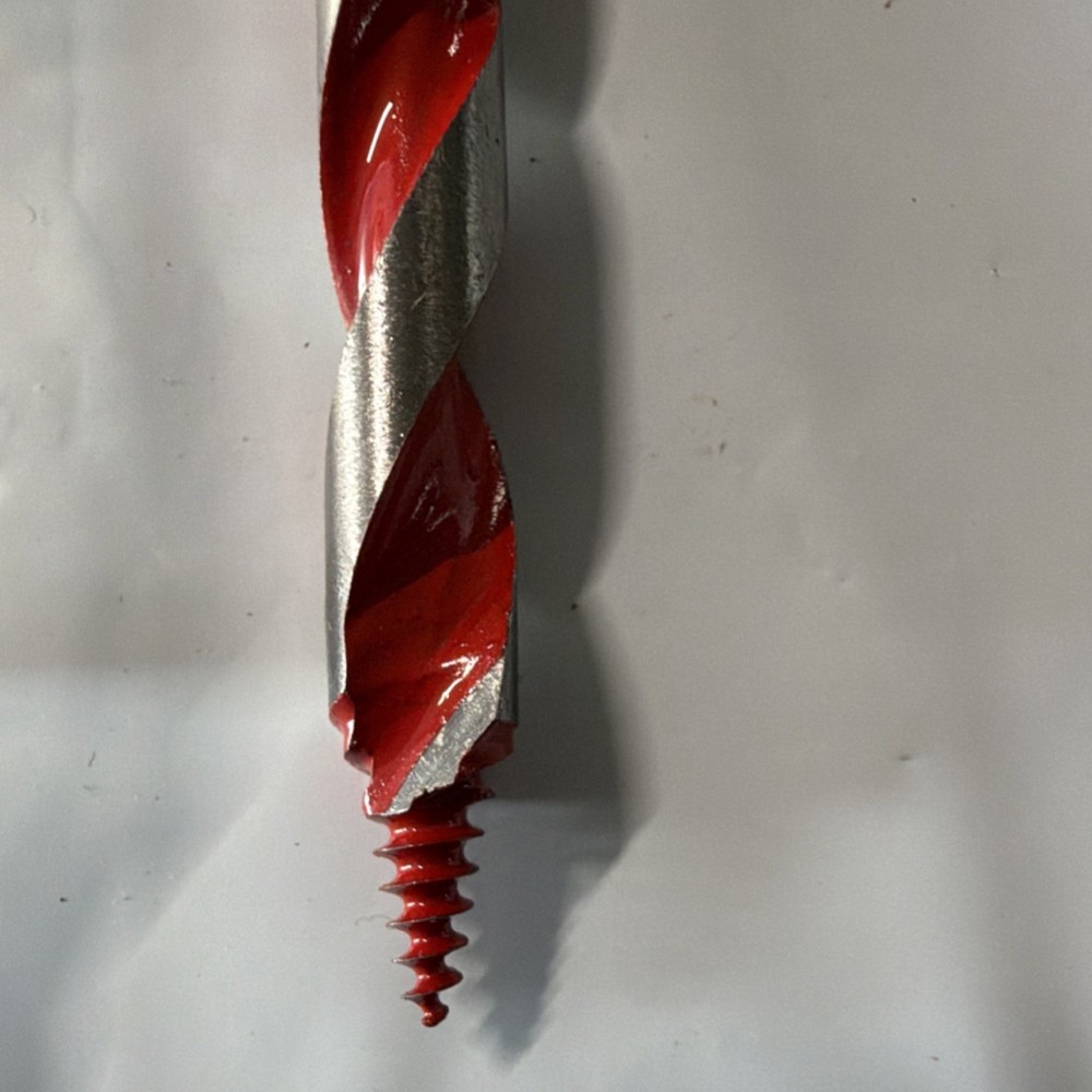 Red Silver Auger Woodworking Drill Bit with Protective Case