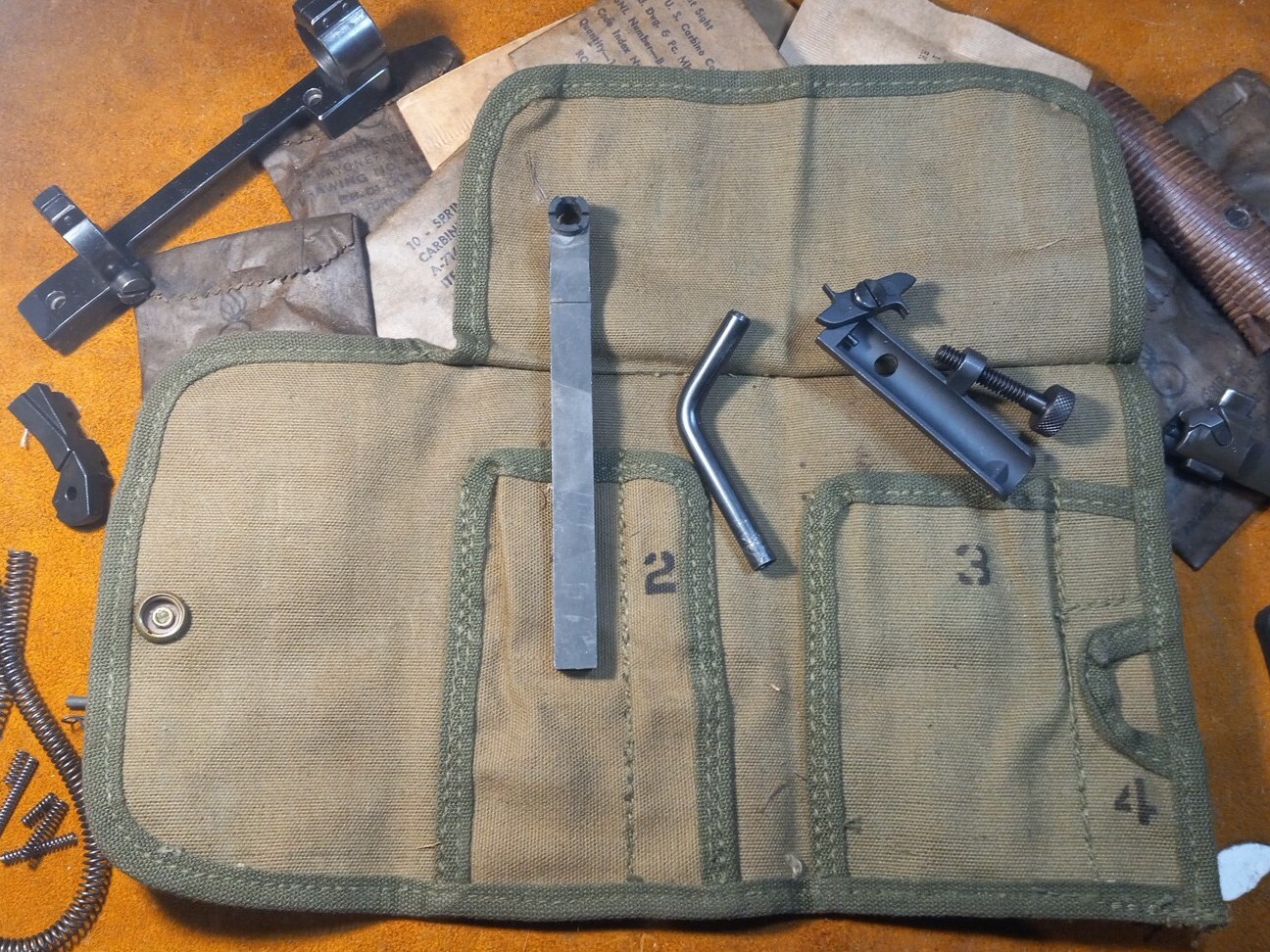 M1 Carbine Bolt Tool with USGI M12 Tool Roll