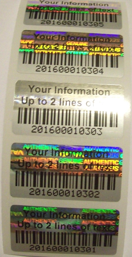 BCc 500 Custom Print BARCODE Security Hologram Tamper Evident Stickers
