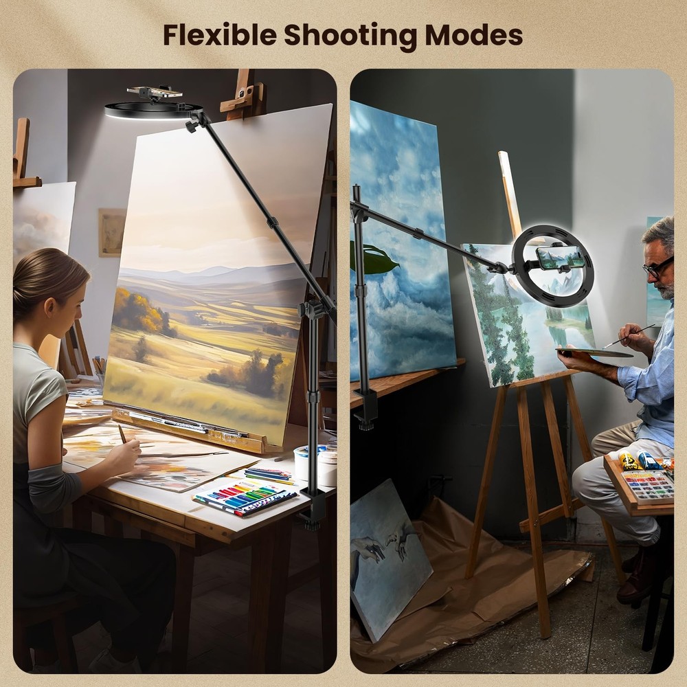 Overhead Mount for Desk Tripod - 10" Ring Light with Stand - Solid Ring Light...