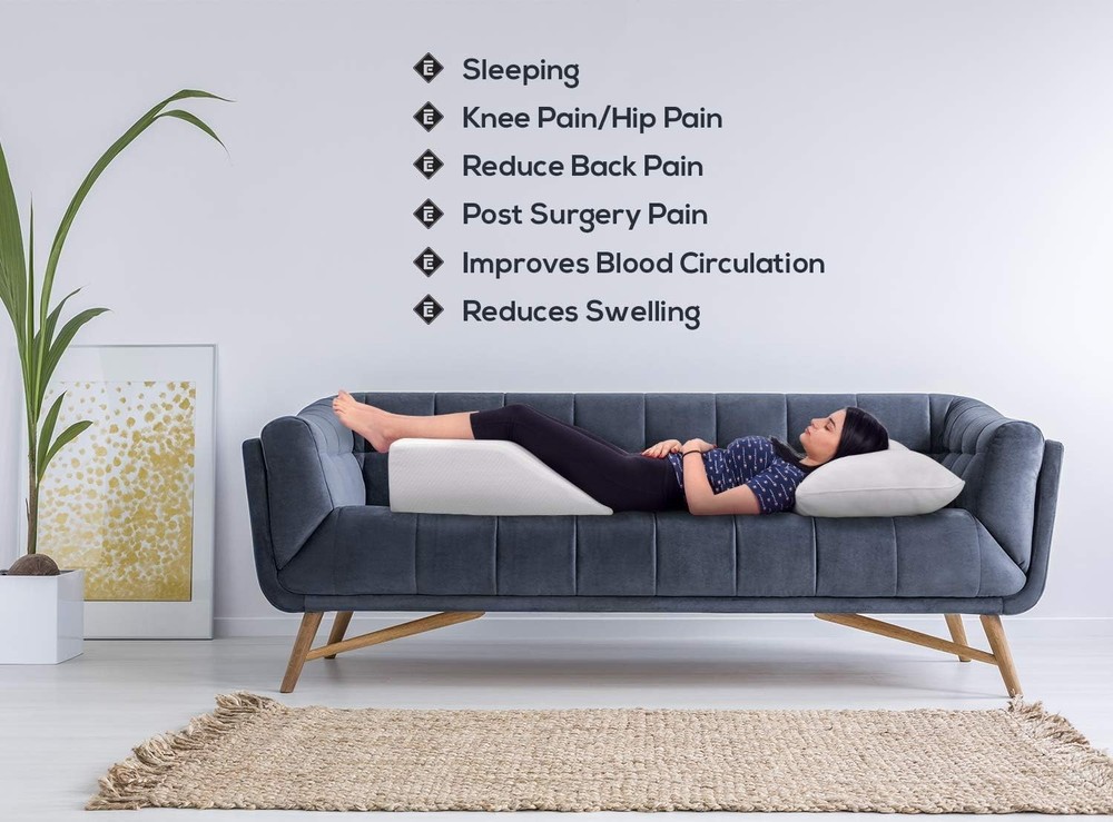 EBUNG Leg Elevation Pillow with Memory Foam - White