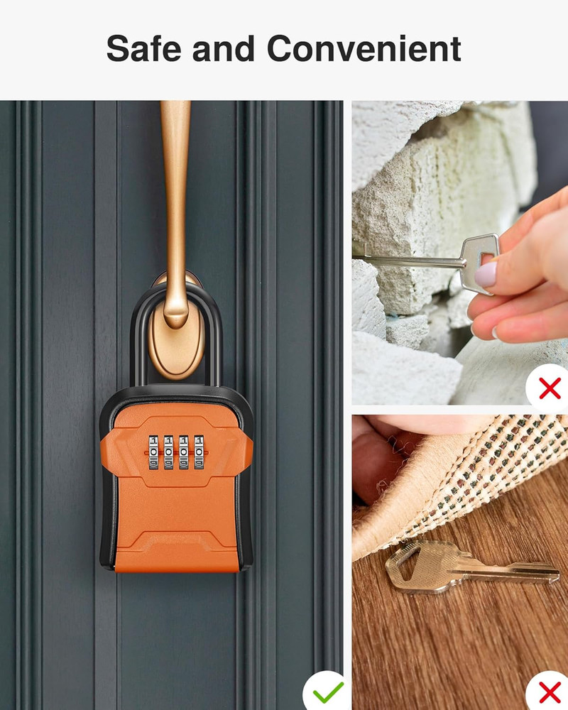 Lock Box, Key Lock Box Wall Mount & Portable Combination Lockbox with Resettable