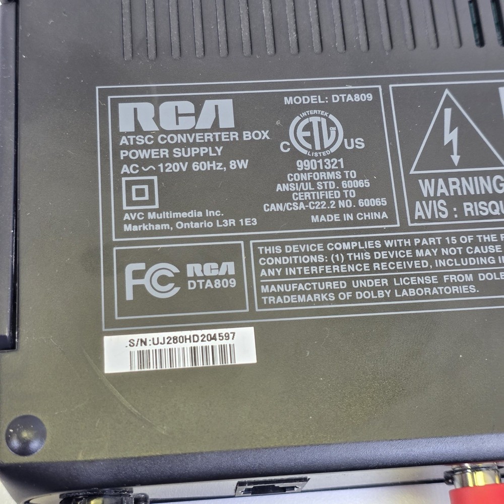 RCA DTA809 ATSC Converter Box Power Supply (NO REMOTE)