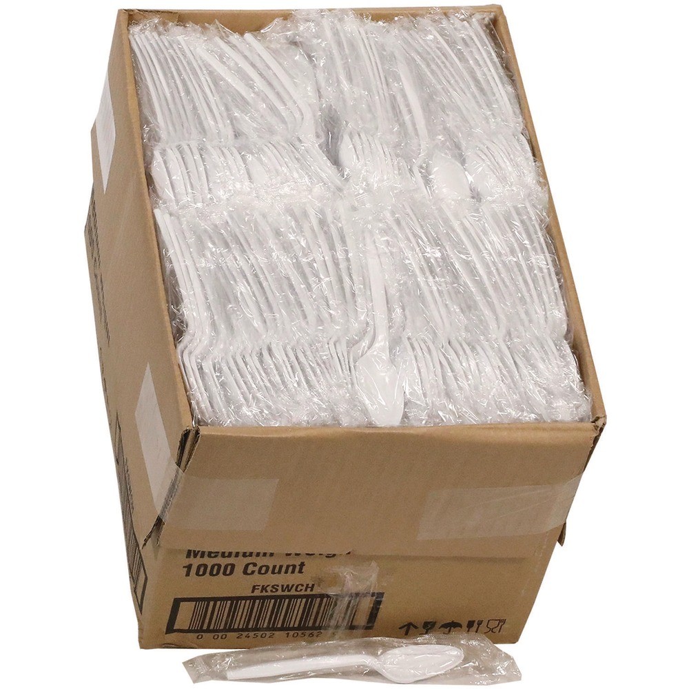 Pactiv Corp. FKSWCH Plastic Spoon Wrapped Fieldware Cutlery - Wht (1000/CT) New
