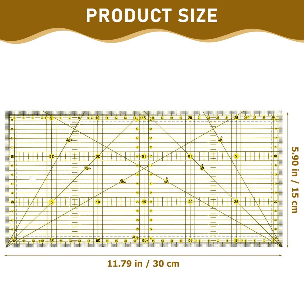Slotted Quilting Ruler Patchwork Quarter Fabric Cutting Template