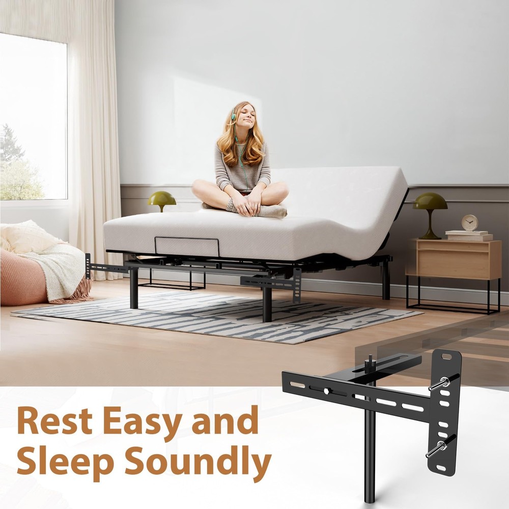 Universal Bed Headboard Brackets, Adjustable Bed Base for Twin/King/Queen/Ful...
