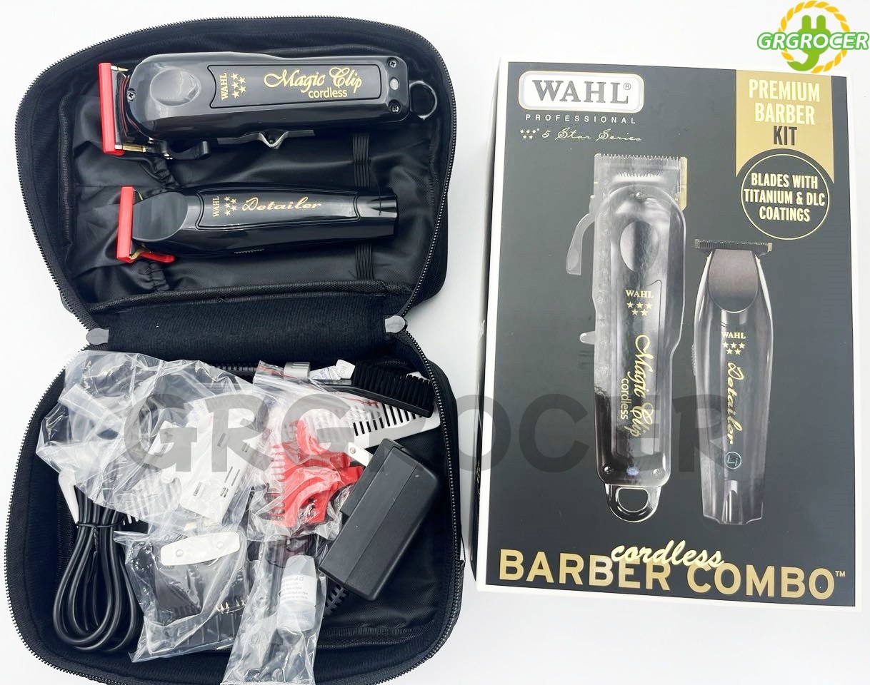Wahl Cordless Barber Combo Black Magic Clip Clipper & Detailer Trimmer 3025397