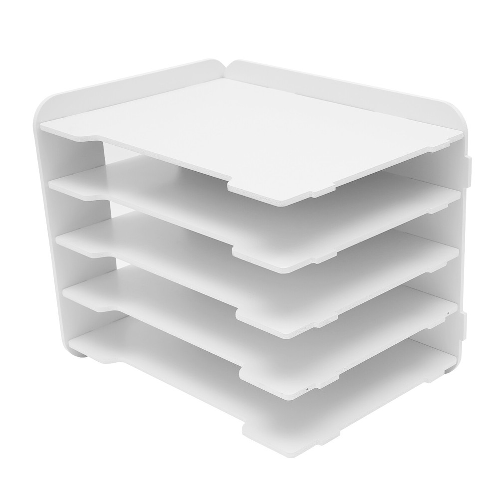 White Desktop Organizer Desktop File Holder File Organizer Modern Rectangular