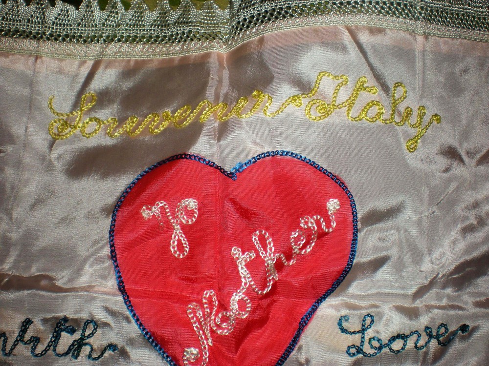 WW2 ORIGINAL ITALY MEDITERRANEAN THEATER-MADE SILK SOUVENIR 1944 DATED