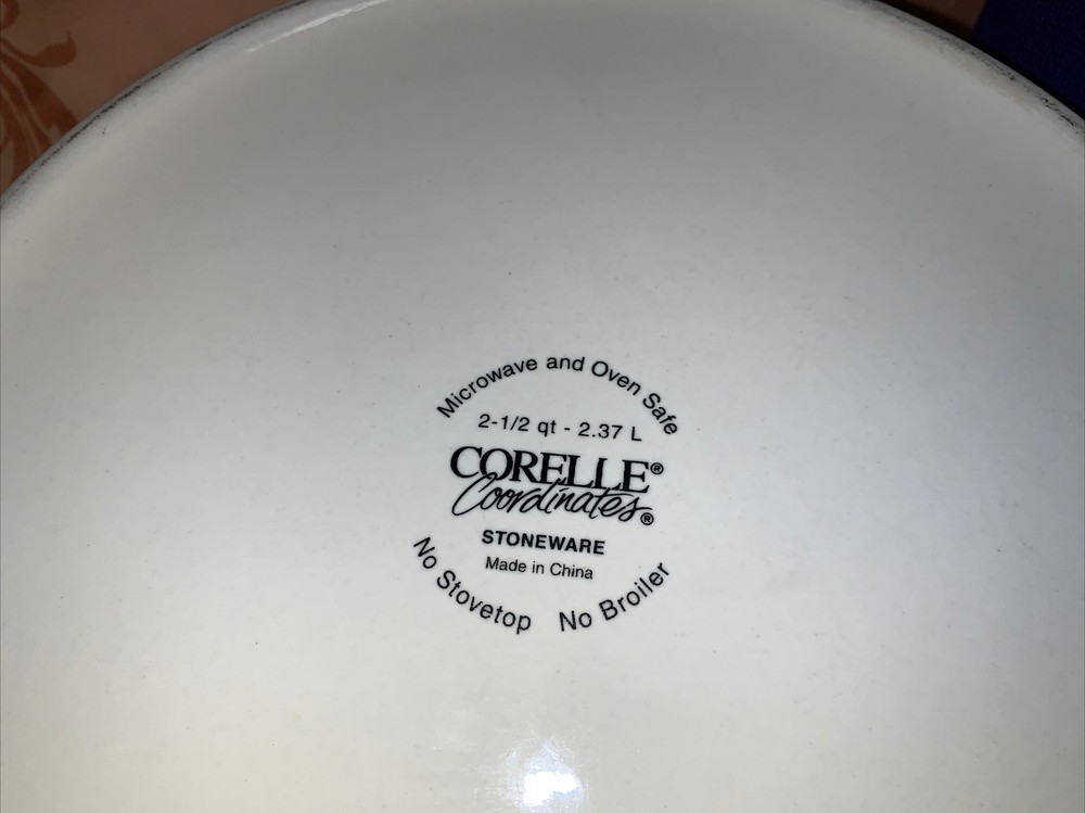 Corelle Coordinates Serving Bowl Casserole Chutney Fruit 2 1/2 Quart Stoneware