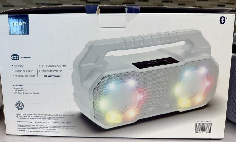 Soar LED Light Show Shock Box Wireless Speaker NIB