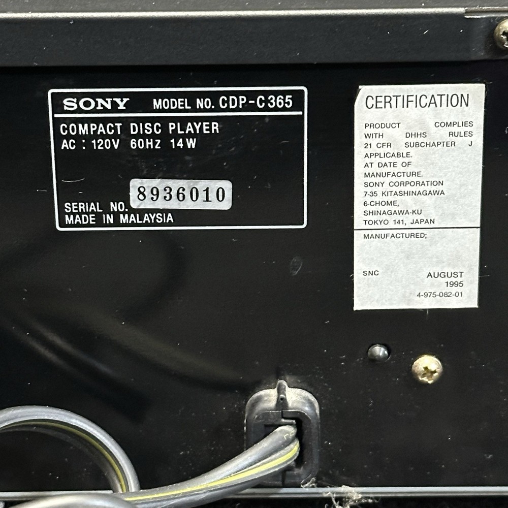 Sony CDP-C365 High Density Linear Converter 5-Disc CD Changer TESTED WORKING