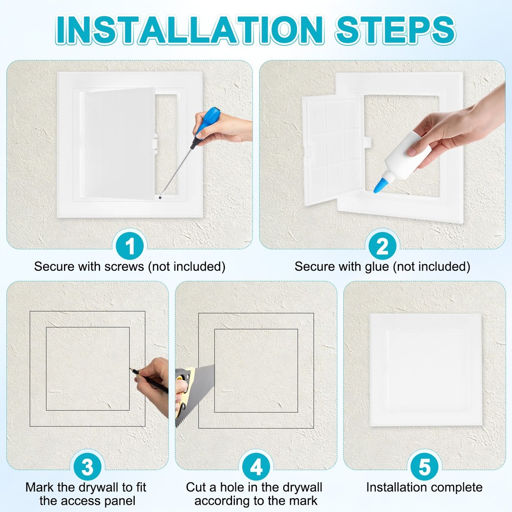 2-Pack Access Panel for Drywall, 4.9x5" Plastic Wall Hole Cover [White]