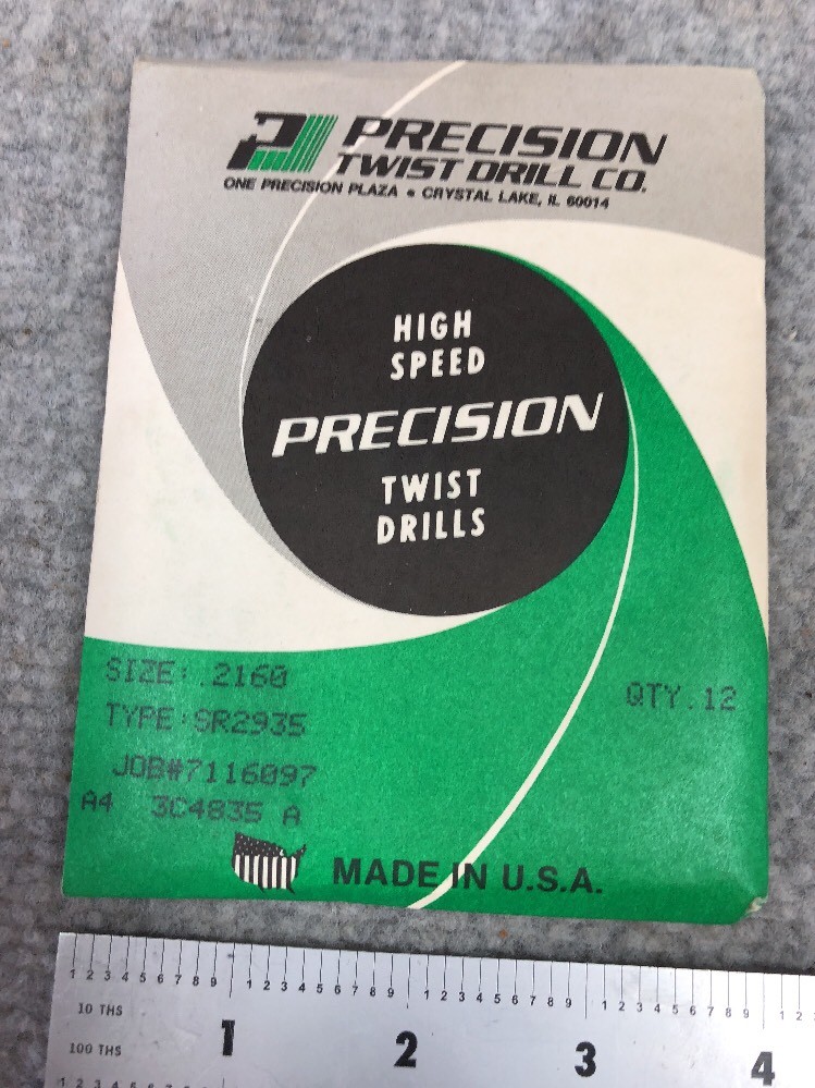 12 Pcs PRECISION TWIST DRILL SR2935 Size .2160