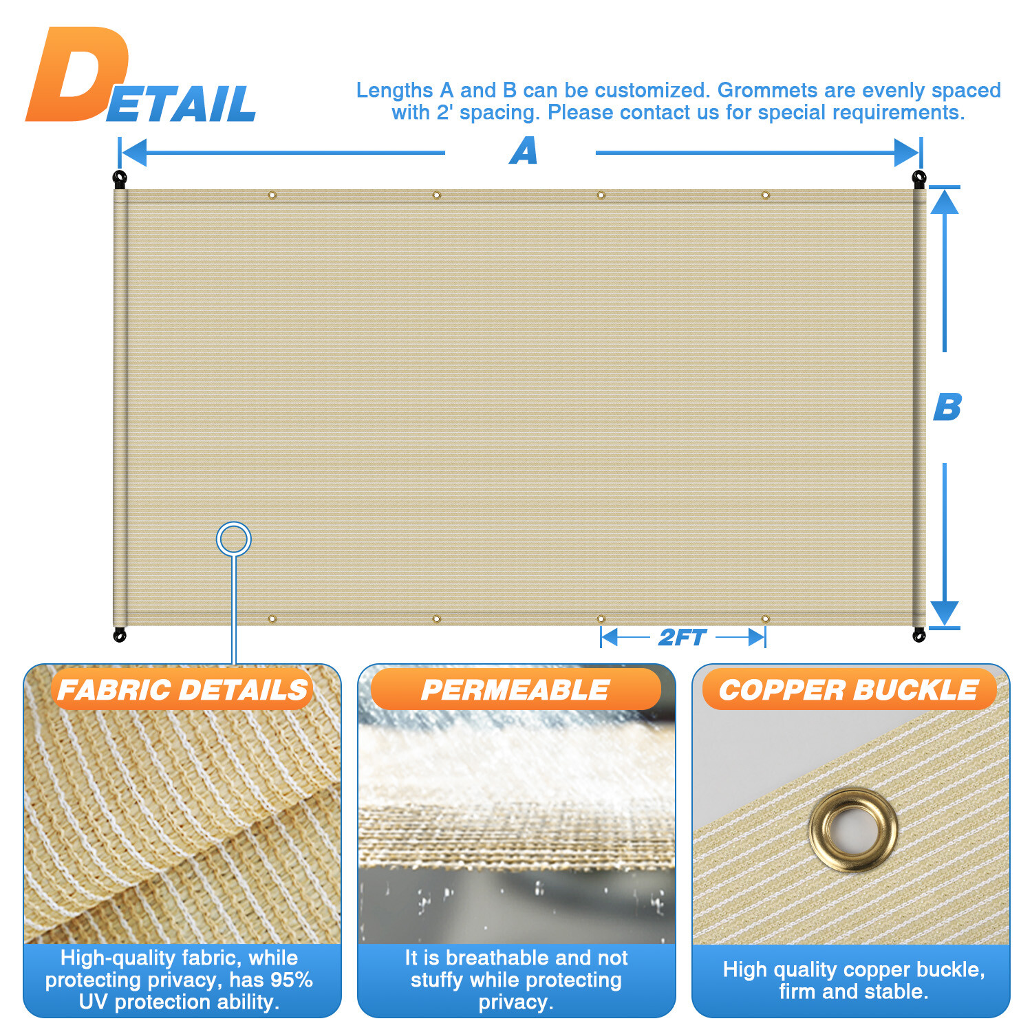 Outdoor Pergola Shade Cover Universal Replacement Awning Canopy with Rod