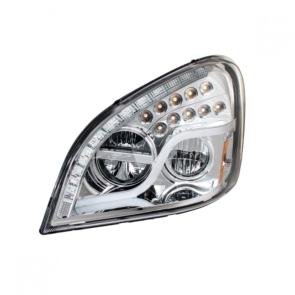 2008-2017 Freightliner Cascadia LED Headlight Chrome - Driver