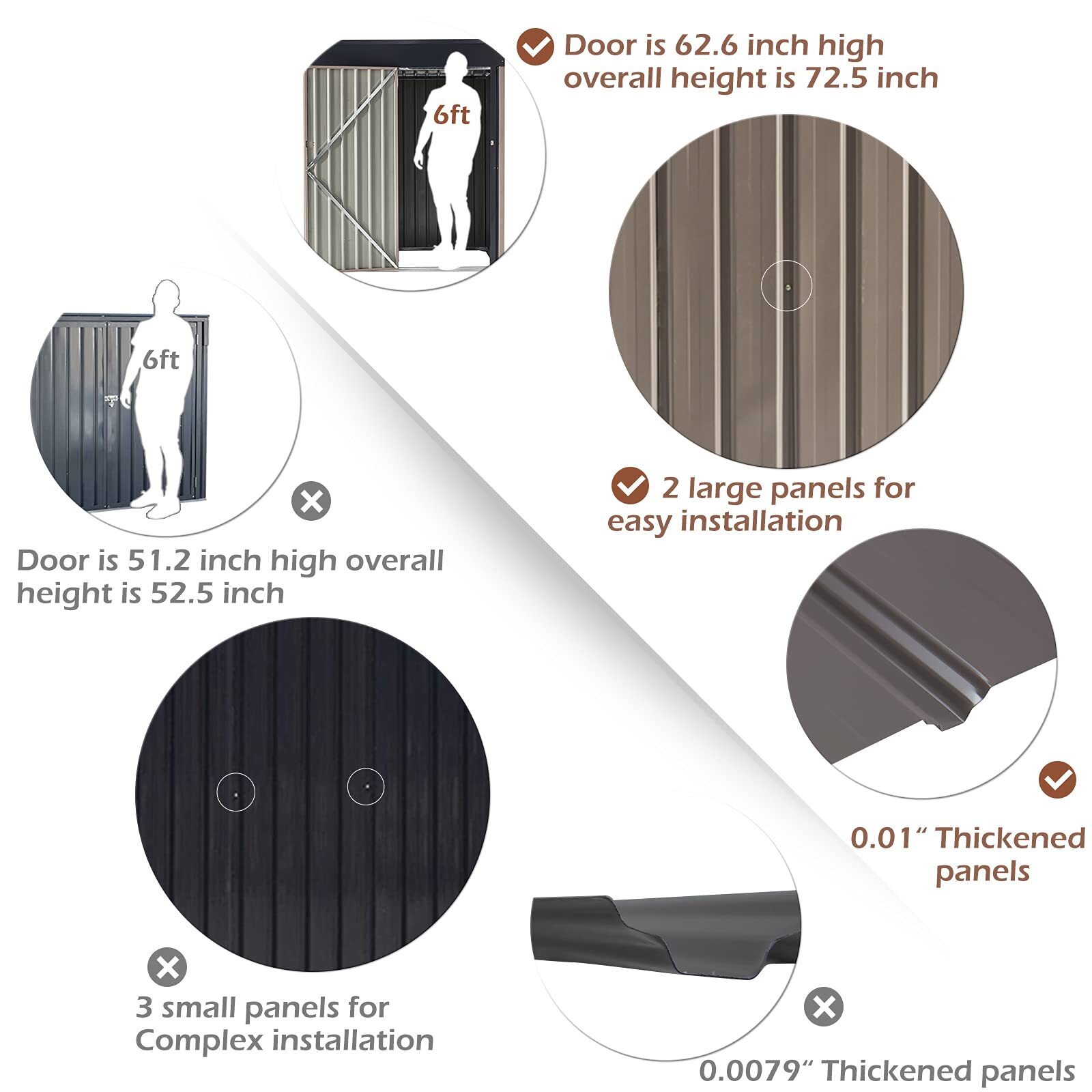 5x3 Lockable Outdoor Metal Storage Shed Tool Shed for Yard