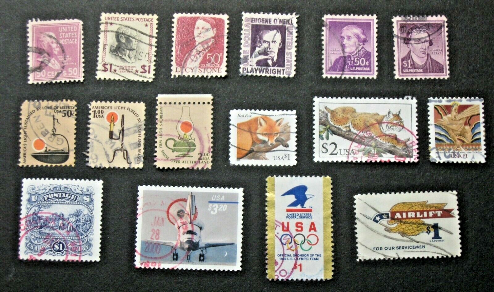 16 US HIGH VALUES to $2 STAMPS 1940'S -80'S