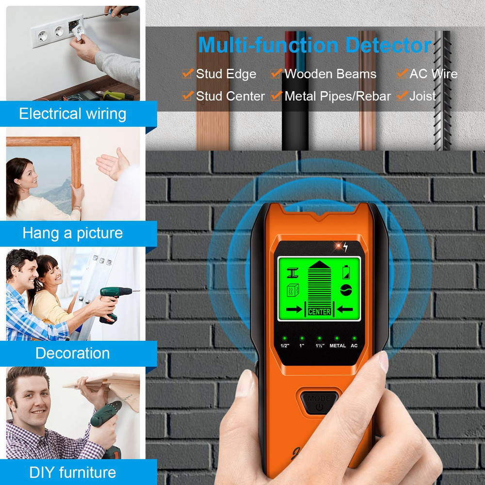 Stud Finder Wall Scanner, 5 in 1 Multifunction Stud Locator with Smart Sensor, H