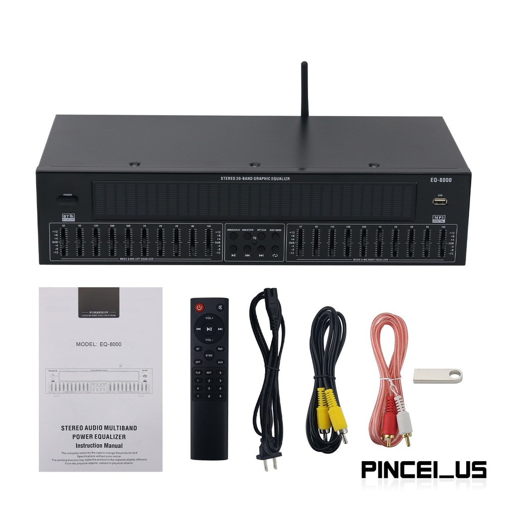 EQ8000 220V Green LED EQ Equalizer Bluetooth5.4 Digital Audio Decoder Processor