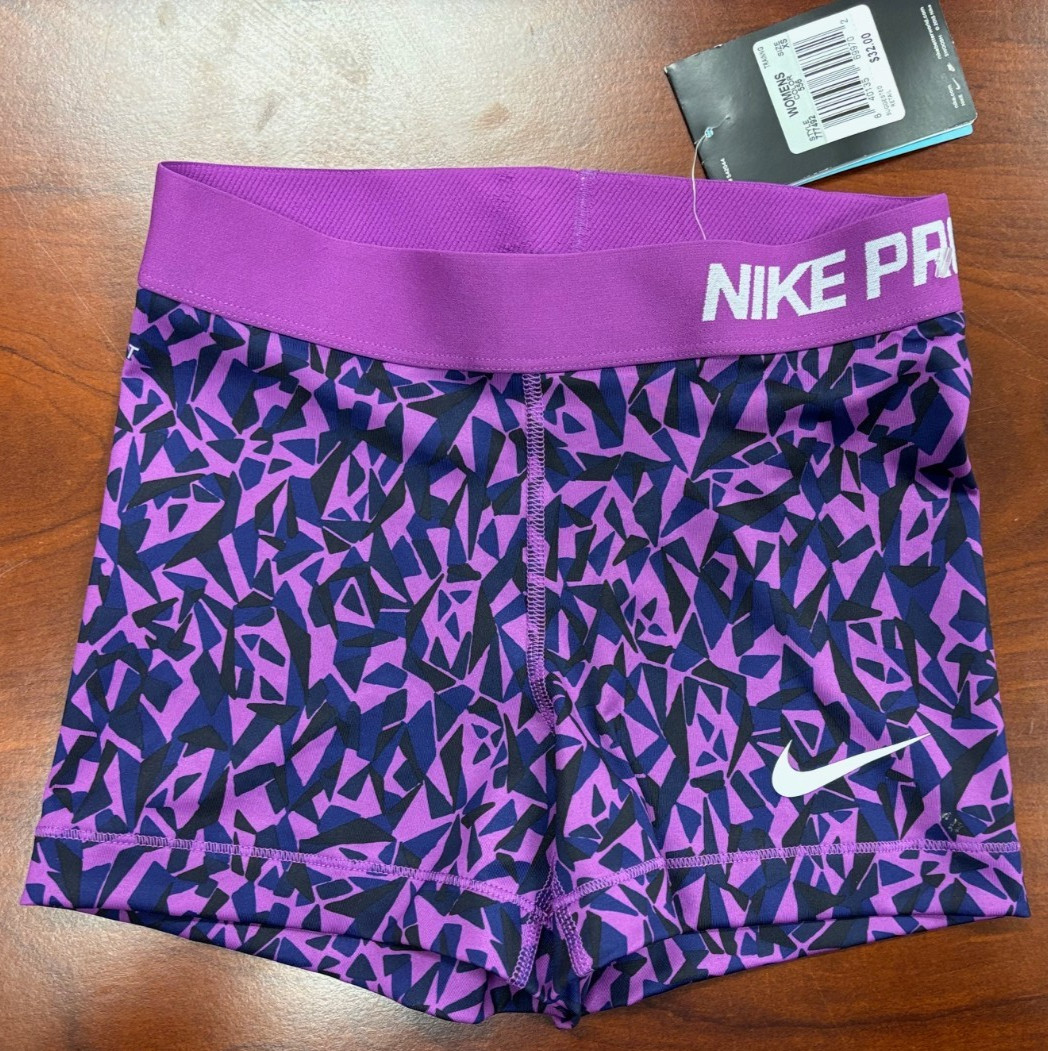 NEW! NIKE PRO Women's 3.0" COMPRESSION Run Shorts- XS -Purple/Printed 777492-556