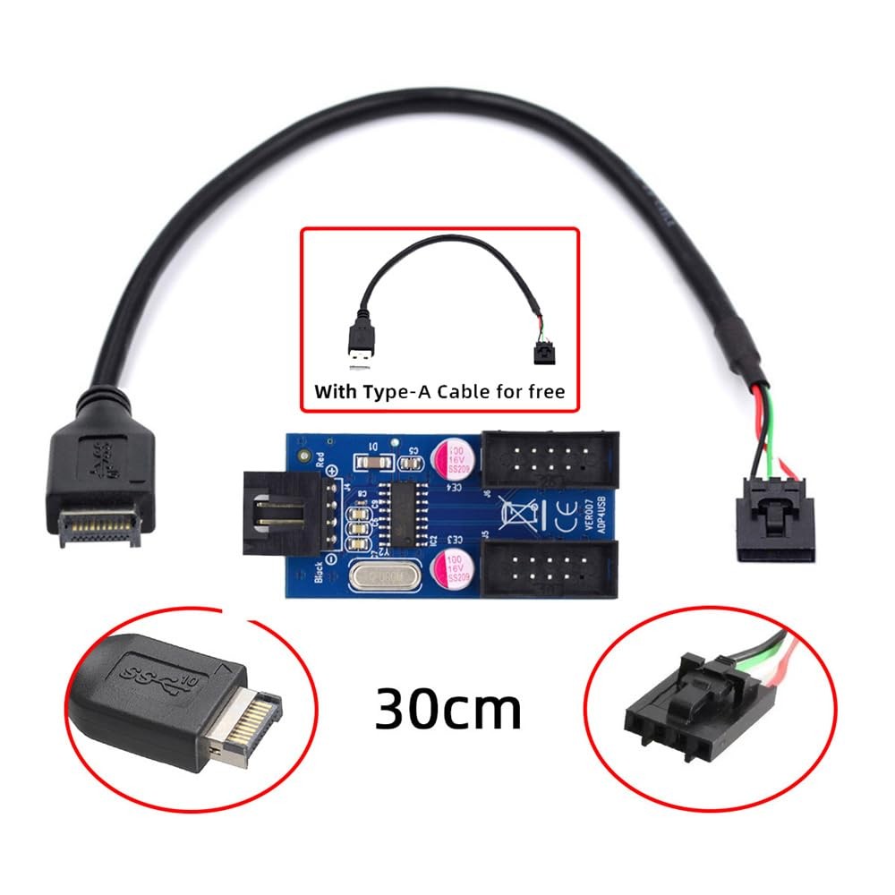 USB 3.1 TypeE Front Panel Header to 9pin Motherboard HUB Adapter Port Set