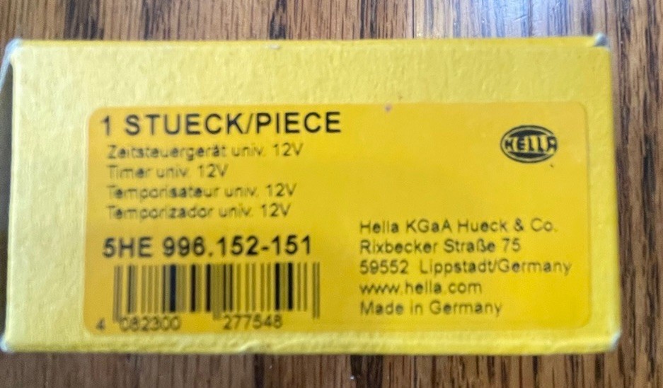 Time Delay Relay Accessory Hella 5HE 996152151